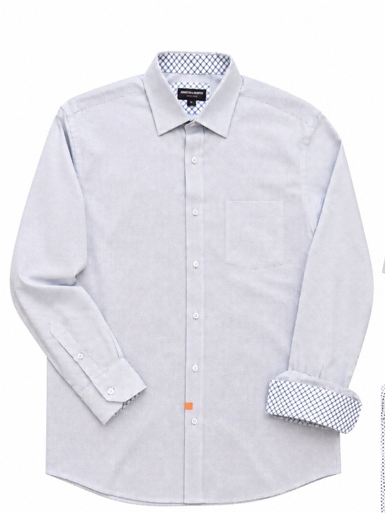 Johnston & Murphy Other - Johnston & Murphy Micro Dot Button Front Dress Shirt - white Blue Pattern - LG